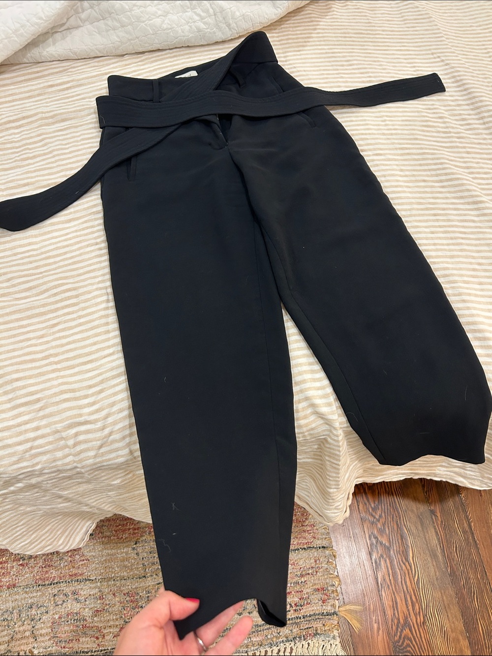 Wilfred Black High-Rise Belted Wide-Leg Trousers